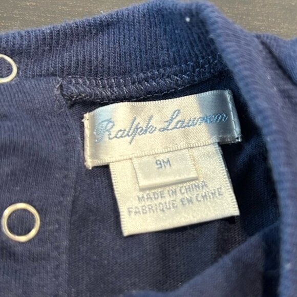 Ralph Lauren Navy Polo Logo Romper Boys Short Outfit Blue - Picture 3 of 4